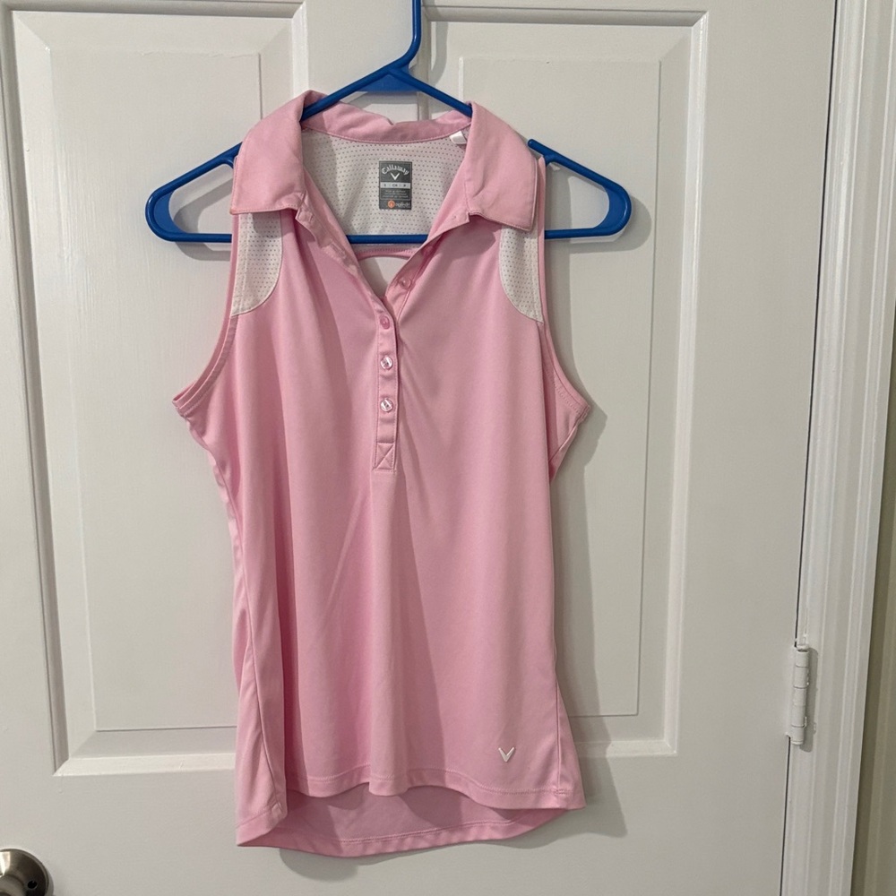 Callaway Light Pink Sleeveless Golf Polo